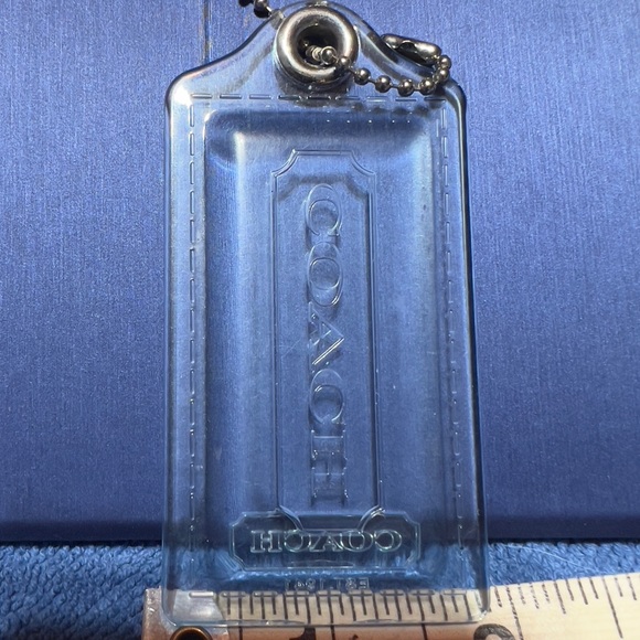 COACH KEY FOB BAG CHARM CLEAR SEE THROUGH KEYCHAIN HANGTAG 3” Long x 1.5” W - Picture 6 of 7